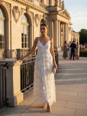 Chelsea28 White Floral Appliqué Maxi Dress